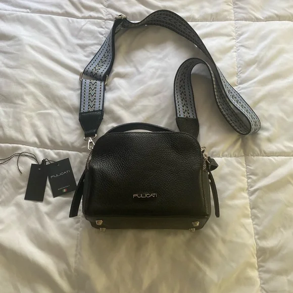 EUC PULICATI genuine leather made in Italy black crossbody/ hand bag - Picture 1 of 16